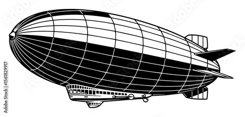 Zeppelin dirigible drawing silhouette vector