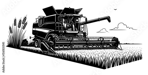 Combine harvester vector illustration