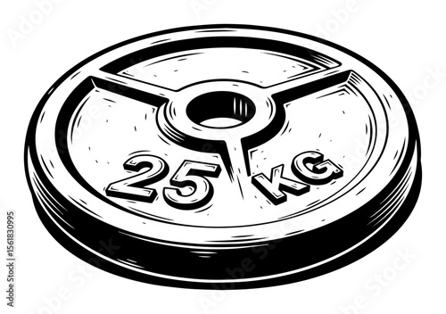 Gym weight plate 25kg vector illustration