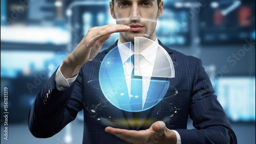 Businessman using technology in a modern city environment