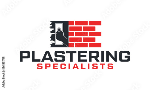 Plastering logo design. trowel plastering template vector illustration