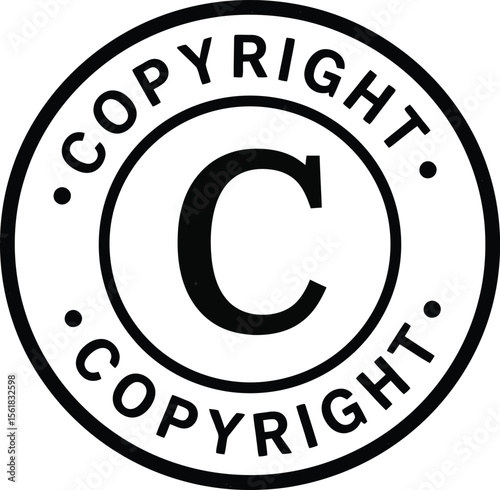 Black Copyright Circle Symbol - AI Generative
