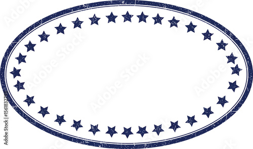 Blue Grunge Oval Star Border - AI Generative
