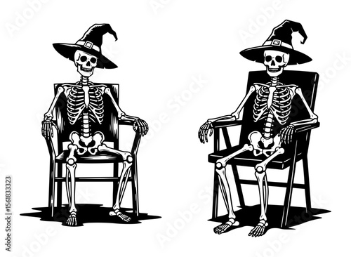 spooky characters sitting side by side