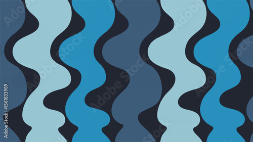 Abstract wavy pattern in shades of blue and dark gray
