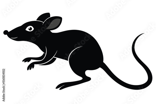 Vector illustration of a black mouse posing, suitable for graphic designs, with transparency