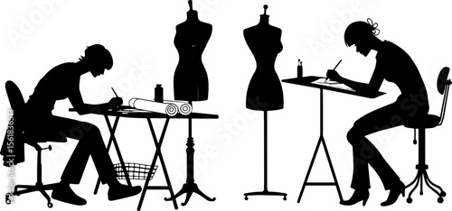 Fashion Designer Working with Mannequin Silhouette - Creative Process & Studio