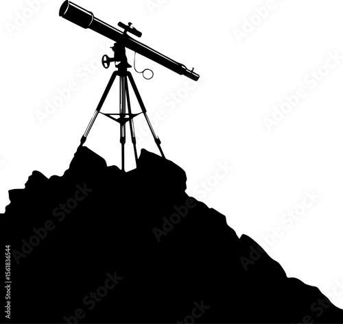 Telescope on Mountain Top Silhouette - Astronomy, Discovery & Exploration