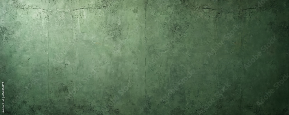 Fototapeta premium Green concrete texture wall. Rough surface, cracks create industrial, grunge style. Perfect background for designs, posters, presentations. Can be used as backdrop for any project, add visual impact.