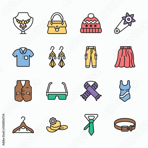 Get this handy collection of fashion accessories outline icons