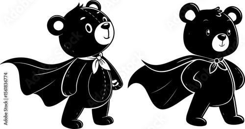 Superhero Teddy Bear Silhouette - Brave Character and Kids' Hero