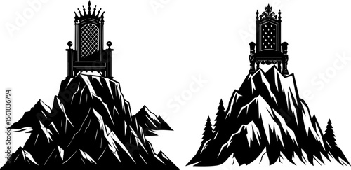 Mountain Peak Silhouette - Royal Power and Fantasy Landscape