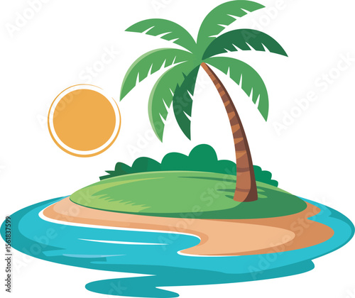 tropical island with palm trees