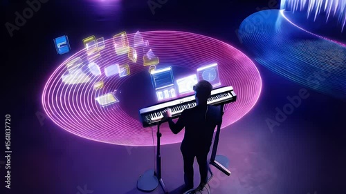 Light show performance with projected images