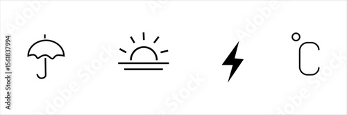 sun clouds rain lightning temperature snow moon wind rainbow thunderstorm fog hail heat cold thermometer night day showers sunset dawn umbrella celsius scale fahrenheit scale