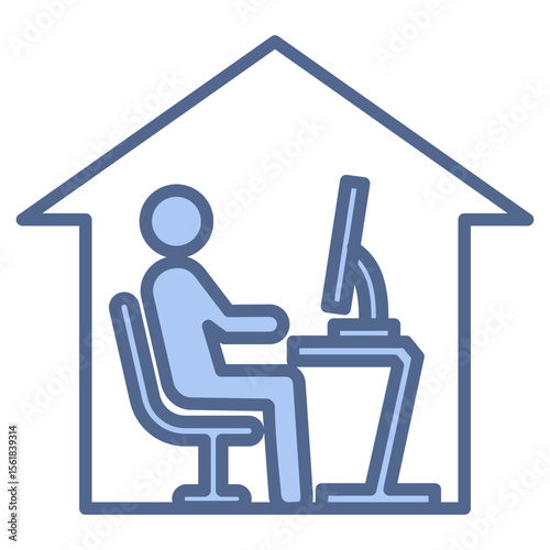 Remote Work Blue Icon