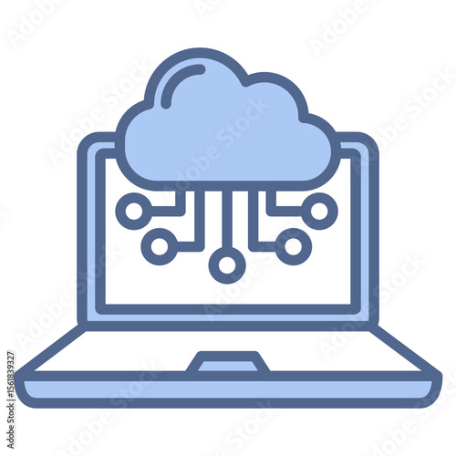 Cloud Computing Blue Icon