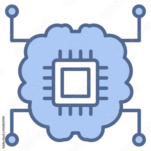 Artificial Intelligence Blue Icon