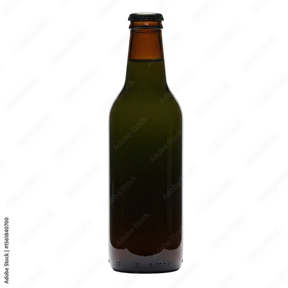Dark Glass Beer Bottle Against a White Background Dark Glass Beer Bottle Against a White Background