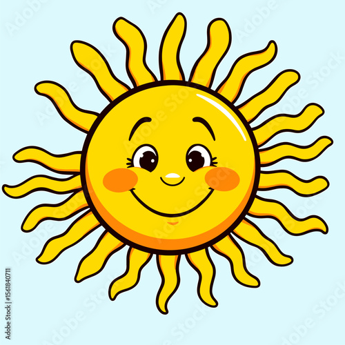Happy Smiling Sun Cartoon Character Illustration