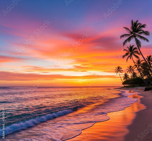 sunset over the beach