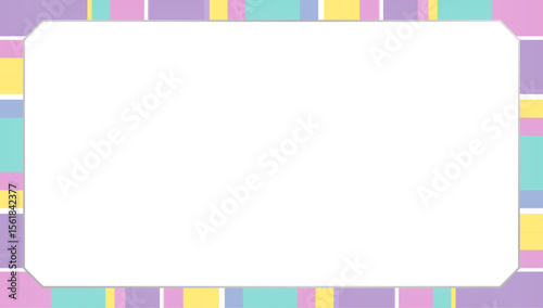 パステル調のやさしい幾何学模様のフレーム素材｜フレーム,幾何学模様,パステルカラー,白背景,余白