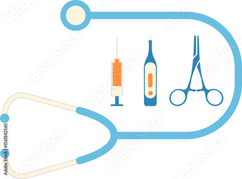 Healthcare Vector Illustration. Flat Design. Abstract Medical Concept. Vector Isolated.