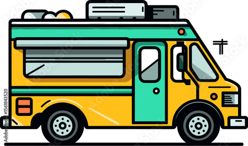 Vibrant Food Truck Illustration: Mobile Culinary Adventure on Wheels