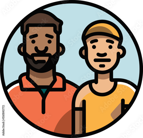Two cheerful friends illustrated in modern design style