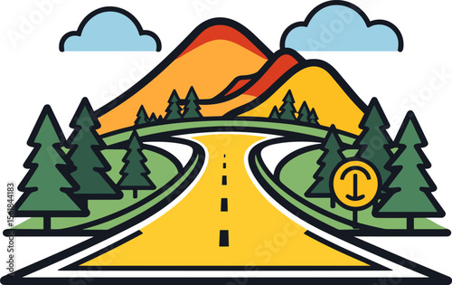Scenic Road Trip: Mountains, Trees, and Open Sky