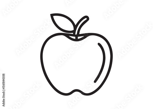 Line art apple Silhouette Black Vector White Background