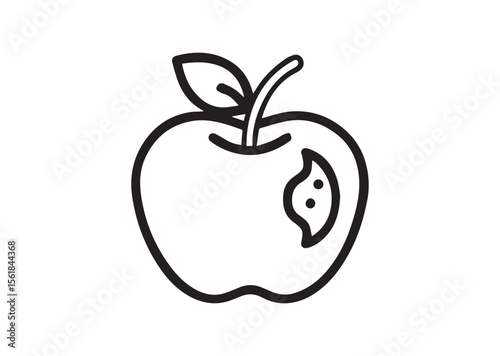 Line art apple Silhouette Black Vector White Background
