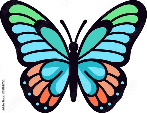 Colorful Butterfly Illustration on White Background