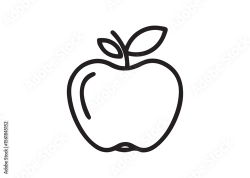 Line art apple Silhouette Black Vector White Background