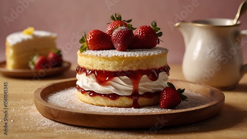 Wallpaper Mural A Tempting Slice of Classic Victoria Sponge Cake with Juicy Strawberries Torontodigital.ca