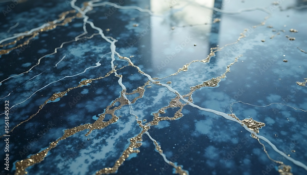 Fototapeta premium Abstract blue marble texture with gold veins for luxury backgrounds and design