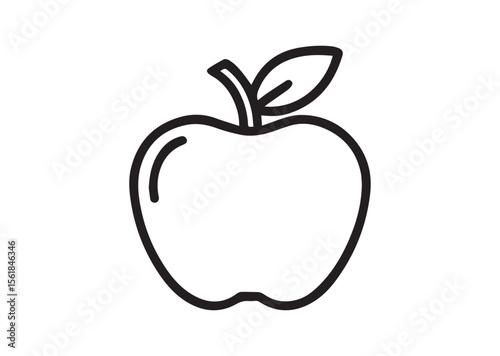 Line art apple Silhouette Black Vector White Background