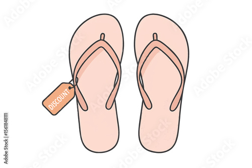 Flip Flops with Discount Tag Summer Beach Footwear Promotion