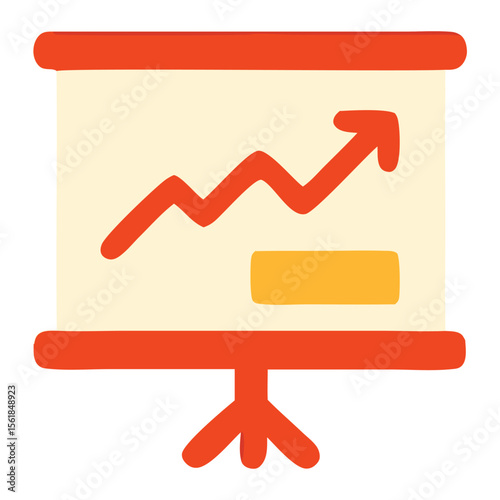 Instructional methods icon flip chart with upward trending graph for educational presentations, training material, elearning platforms, academic lectures