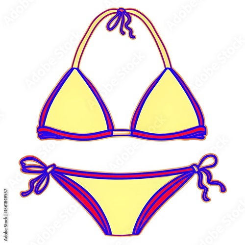 yellow bikini with red and blue trim clip art preview