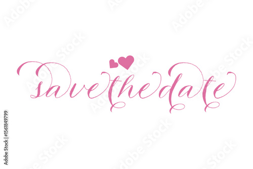 Save the Date - Save the Date word with small heart on white background
