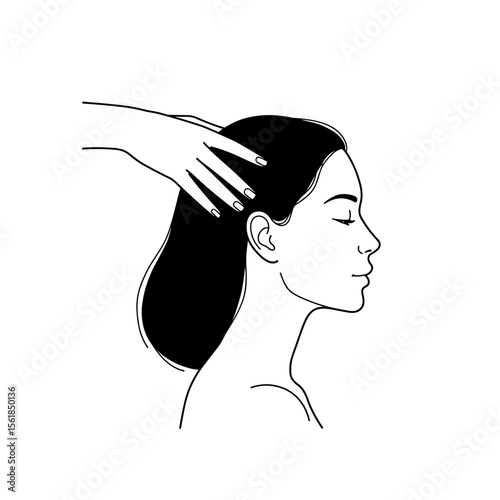 Woman receiving a relaxing scalp massage with gentle hands  