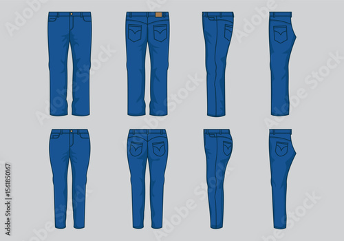 Classic blue denim jeans with stitching and rivets a timeless casual fashion element