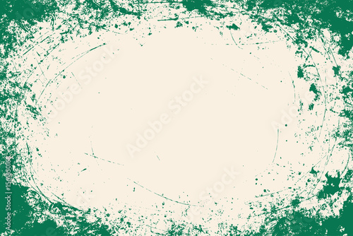 Green grunge texture background. Rustic natural green distressed texture. Rough weathered banner frame. Grungy overlay for ads, banner, poster, eco friendly designs. 