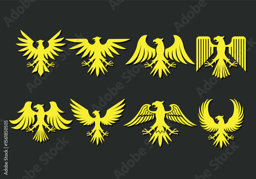 Collection of eagle scout award symbols and icons representing achievement outdoors and scouting values