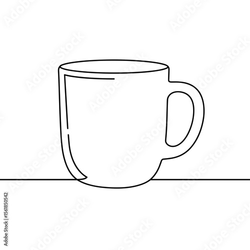 Outline of a simple coffee cup on a flat surface  