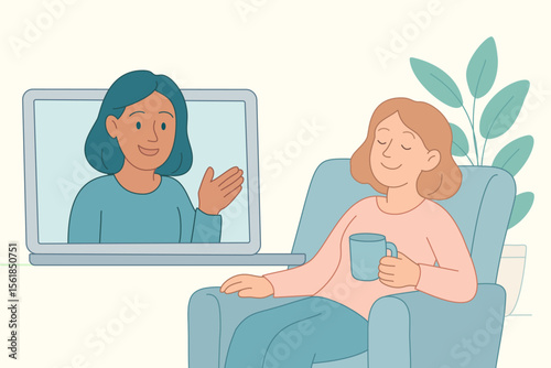 Online therapy illustration mental health