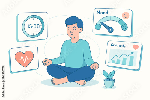Meditation mindfulness practice illustration mental health