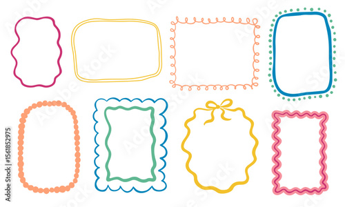Whimsical frames clipart. Hand drawn vector illustration set.