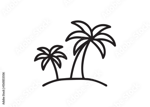 Palm tree line art vector, Palm tree icon